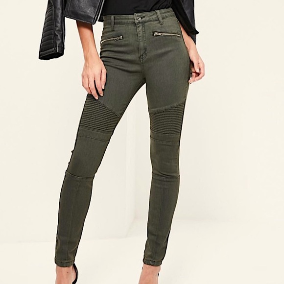 Missguided Denim - NWOT Olive Biker Jeans